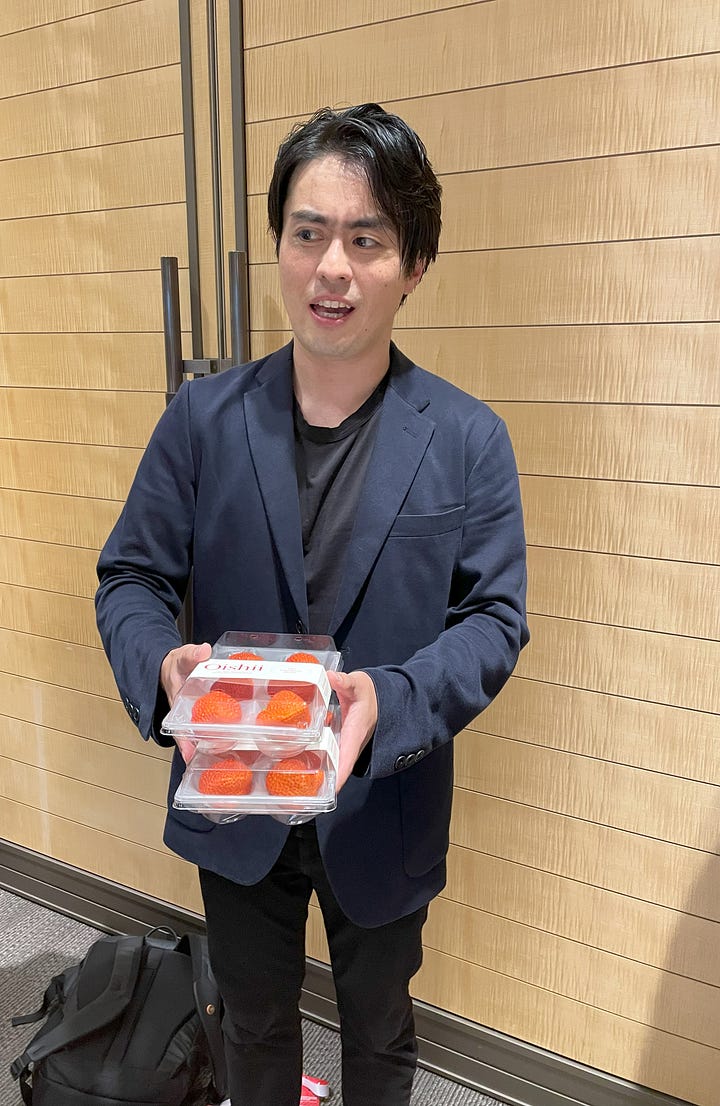 Hiroki Koga and Oishii strawberries