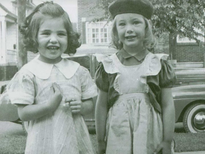 Two little girls in the 1940s 