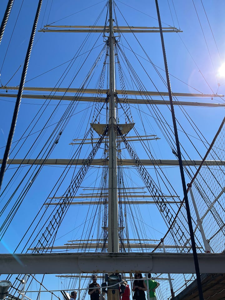Photos of the four-masted barque sailing ship called Pommern that lives in the Western harbour in Mariehamn