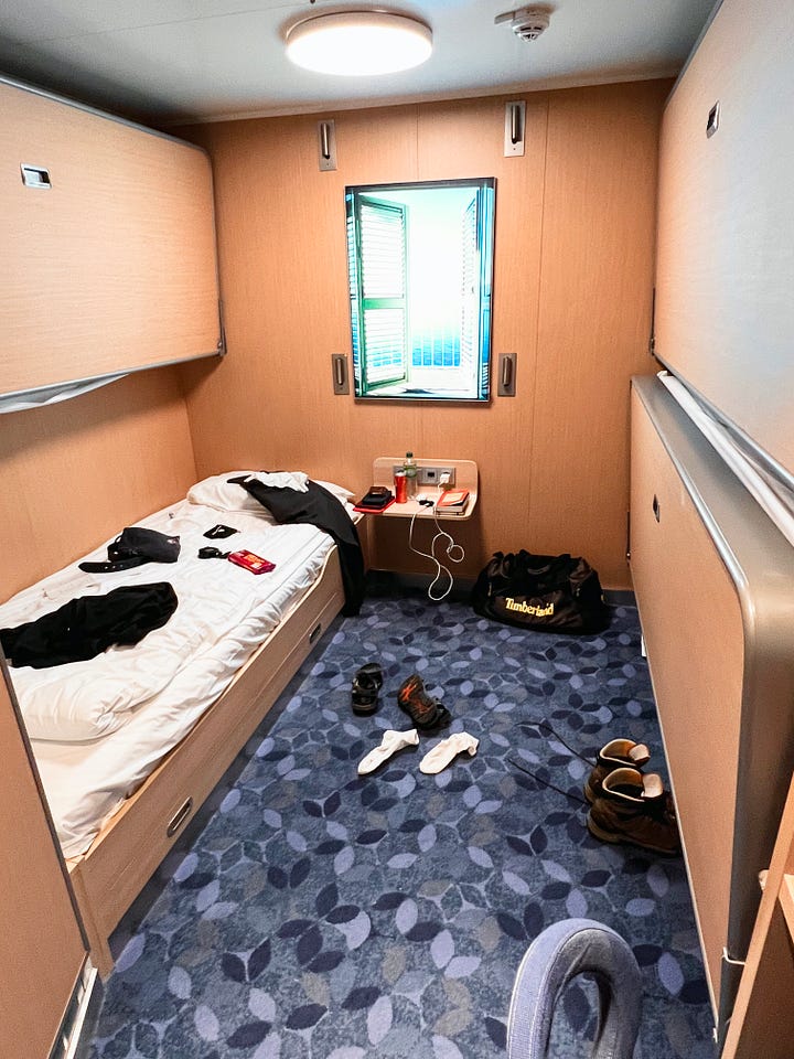 AFTER STRAPPING DOWN THE BIKE I CHUCKED EVERYTHING IN MY CABIN