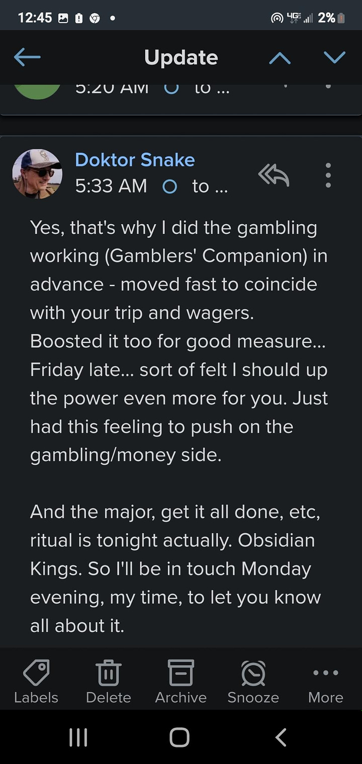 emails describing gambling win