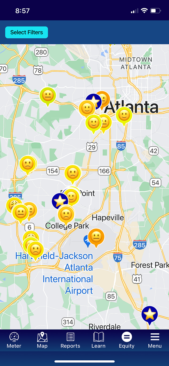 Maps with emojis showing where sound data was taken.