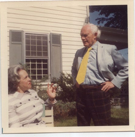 Two photos of a middle-aged woman (Fredelle Maynard) with the men in her life--the lover she adored and the husband who brought out her hard side.