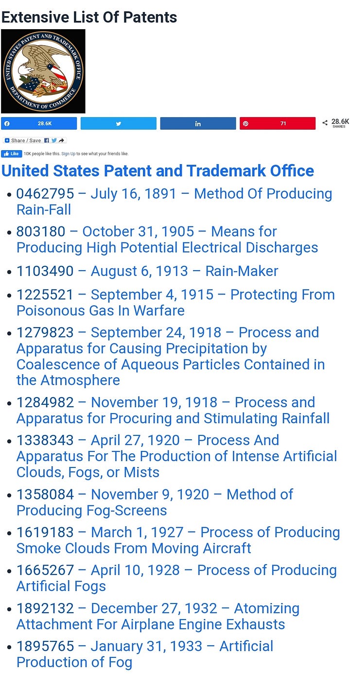 Weather Modification Patents