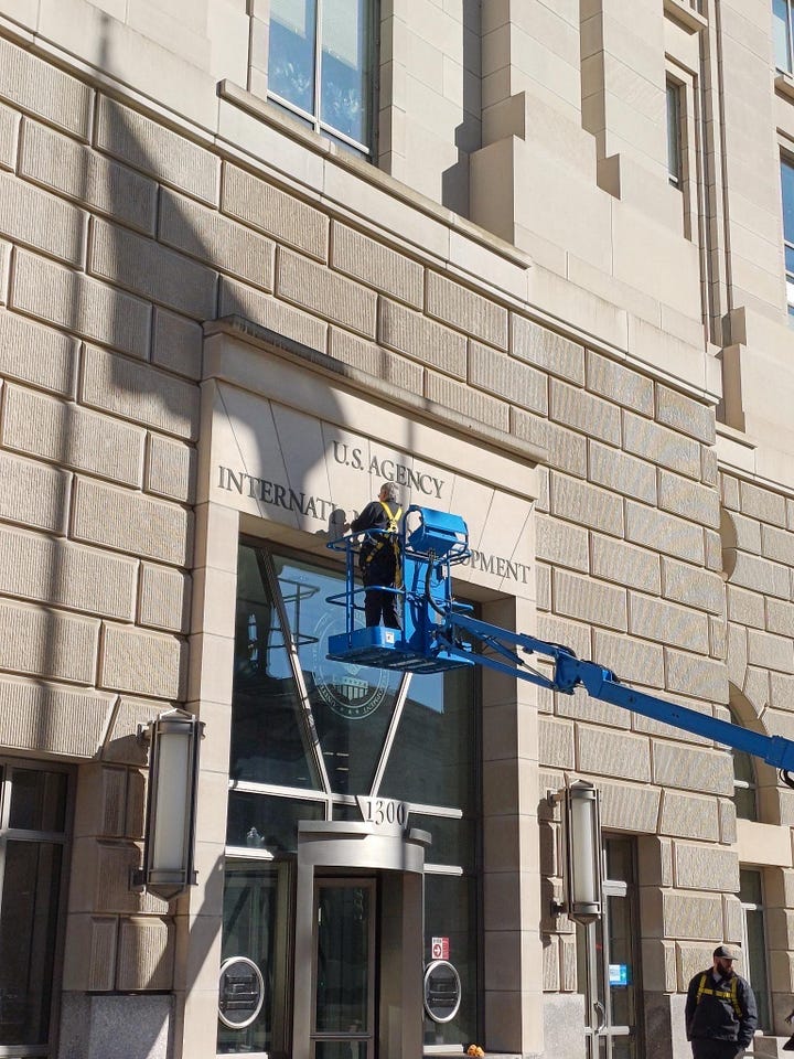 The name of USAID is removed from federal buildings and signs