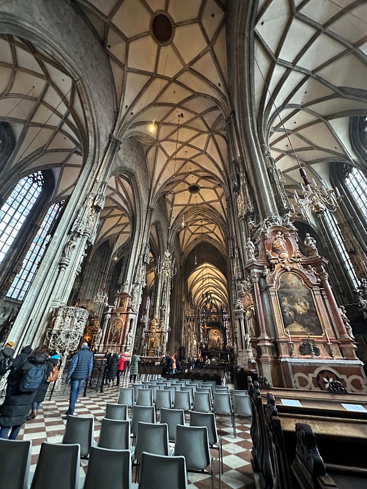 Exterior and interior of st Stephens cathedral 