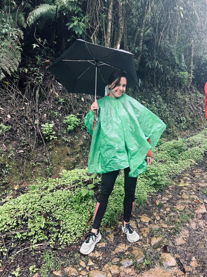 Poncho-umbrella combo, Cocora Valley hike.
