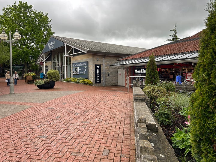 Clarks Village Shopping Centre, Street, Somerset. Plenty of green spaces and trees along with covered walkways. Images: Roland's Travels