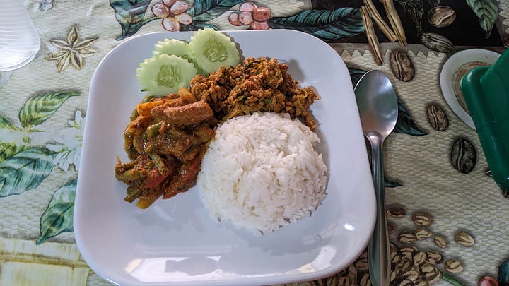 scenes of various vegetarian lunch buffets - Im Jai, Pinya and Ming Kwan Suan Dok - in Chiang Mai, Thailand / Dec. 2024 + Jan. 2025