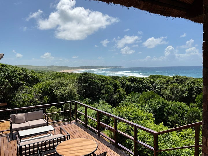 Lunch and beach at Milibangalala Bay Resort, Mozambique, in Maputo Special Reserve.