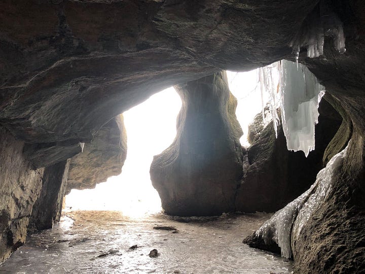 Images of the Interior walls of the Burlington Sea Cave