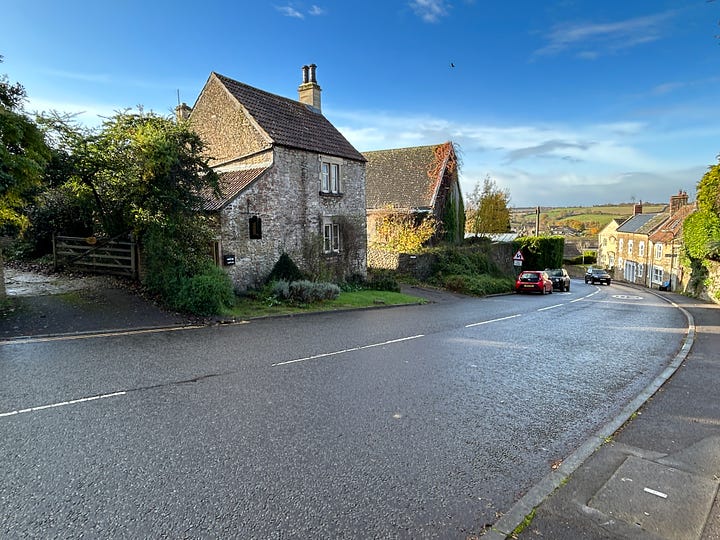 Photos taken of properties on Bell Hill, Norton St Philip, Somerset. Includes Palairet Village Hall. Images: Roland's Travels