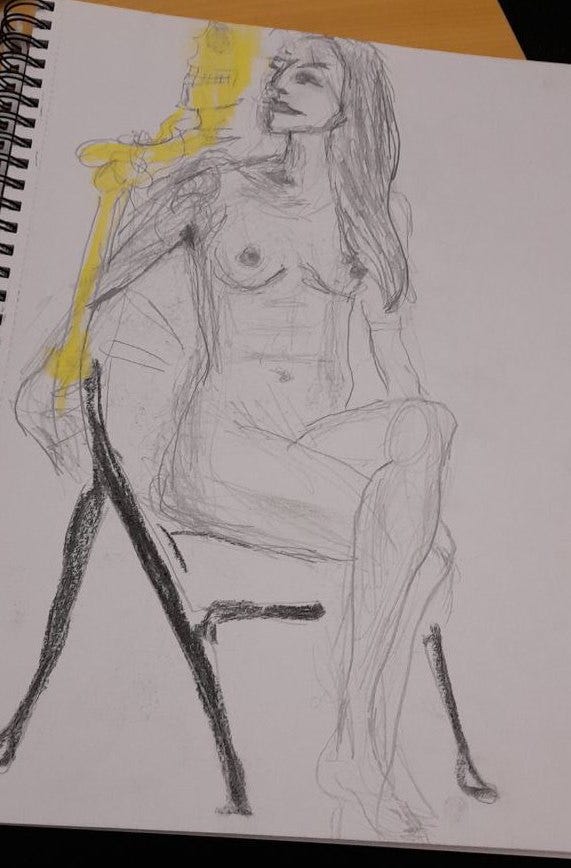 nude model posing for drawing cardiff