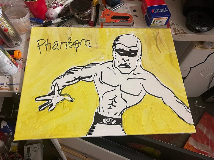 Paintings of Phantom from Defenders of the Earth.