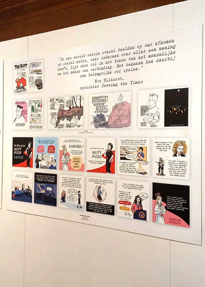 A few choice pix of my short comic, The Ballad of Betty Rizzo, in the Brussels Comic Art Museum.