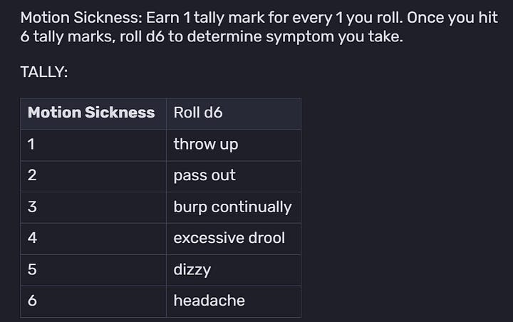 The Motion Sickness and Buildings charts from my TFtL Driving Skills game mechanics