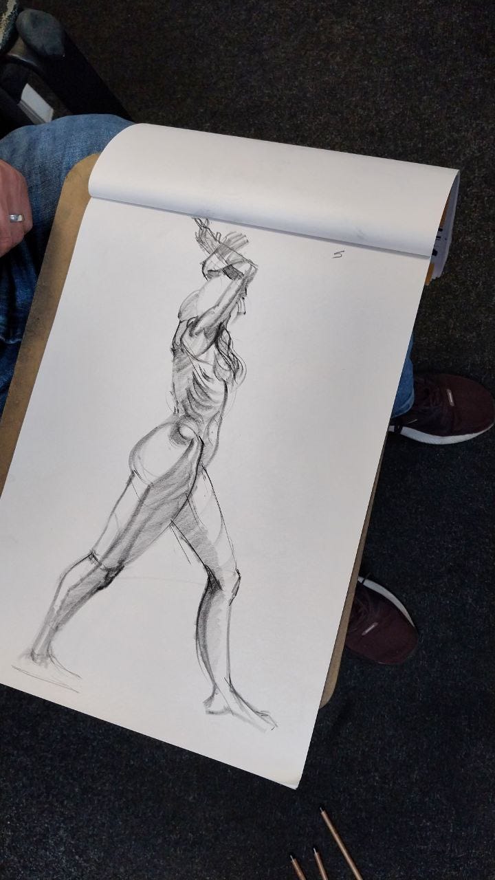 life drawing of nude model in cardiff