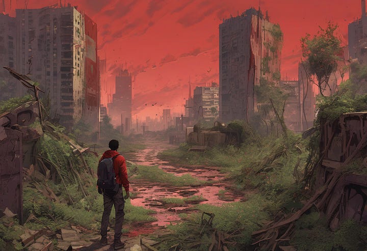 SDXL and MJ interpretations of a dystopian sci-fi scene