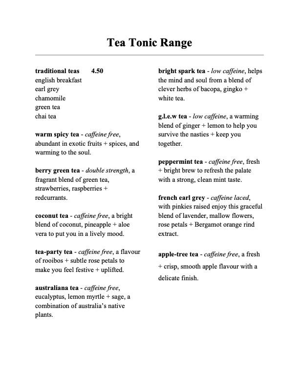 Seven Monks Cafe Menu