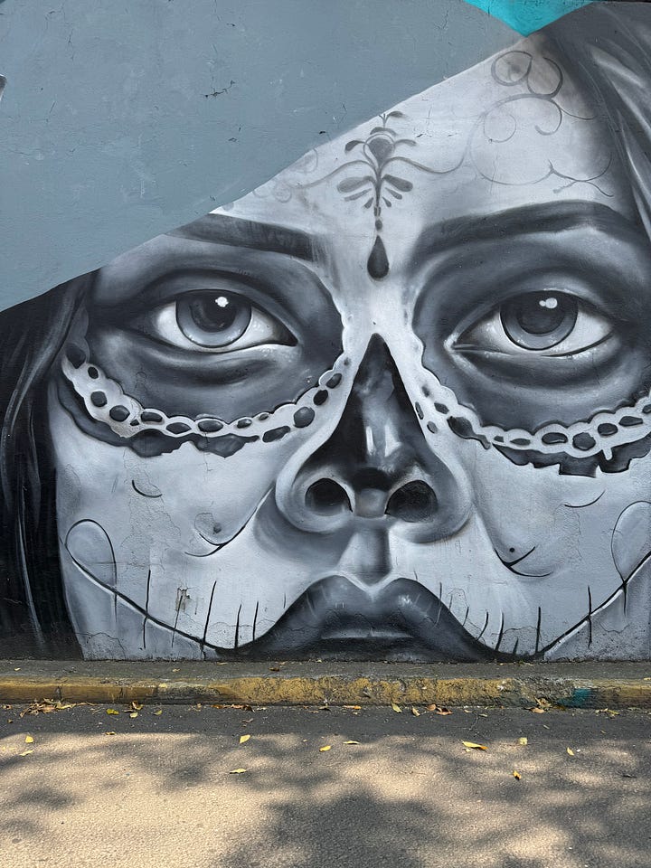 Four images of hyperrealistic street art in Oaxaca, Mexico.