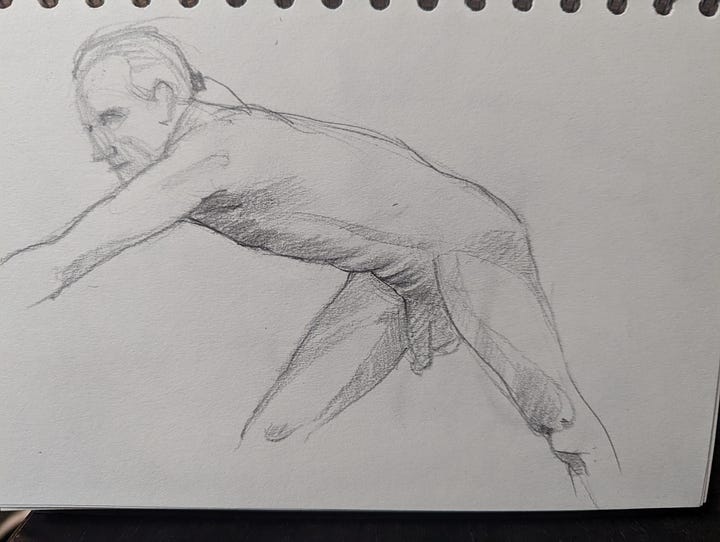 Male life model in dynamic poses