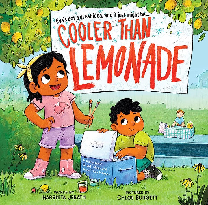 Book cover showing a young dark-haired girl with a pink shirt and purple shorts and a young dark-haired boy reaching into a cooler.