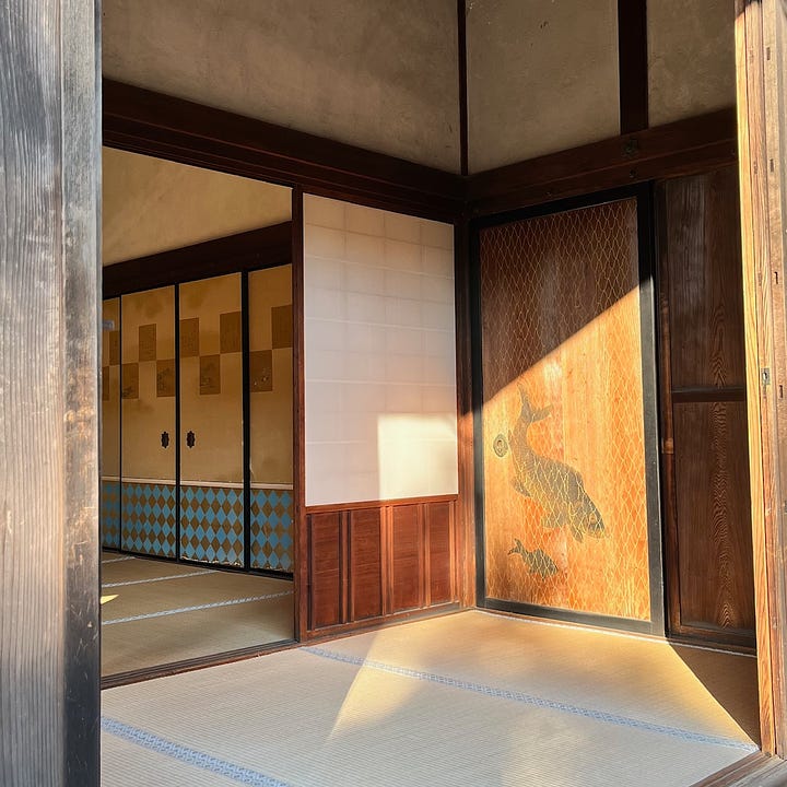 The Shugakuin Imperial Villa - Interiors with shelves, sliding doors, and slanting light