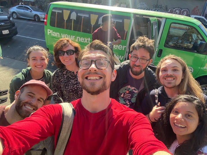 Pictures of people having so much fun picking up trash.