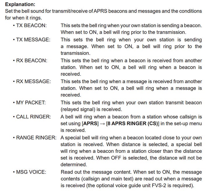 APRS RINGER choices and explainer