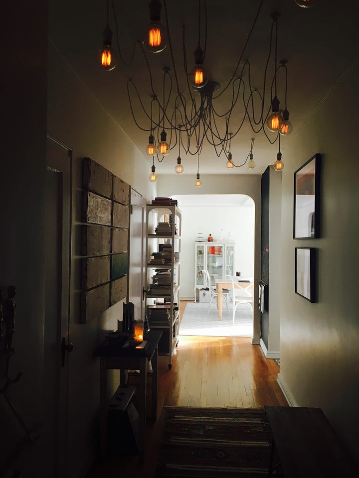 A white living room in New York