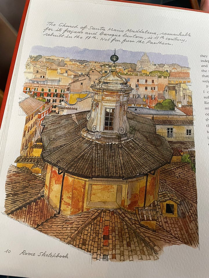 The book displays beautiful illustration and story about the city of Rome