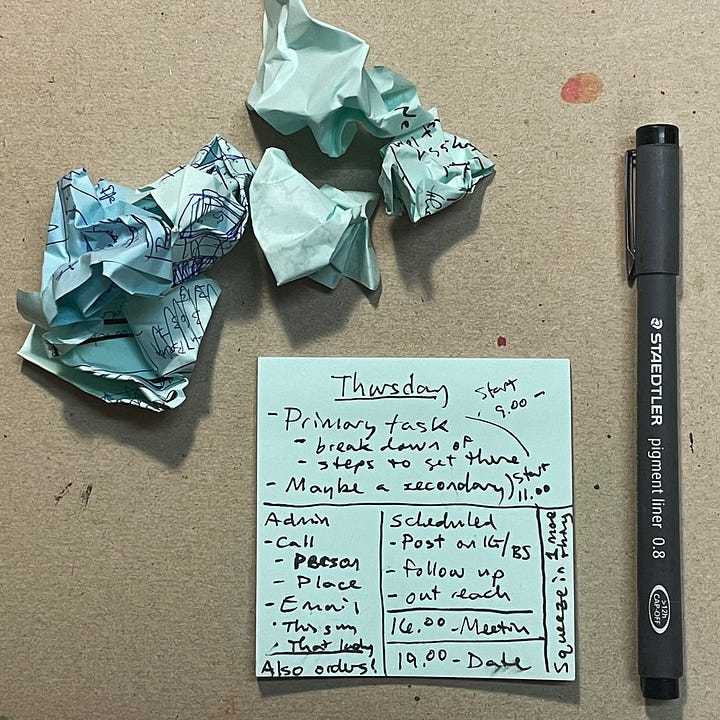 Daily micro list on sticky notes