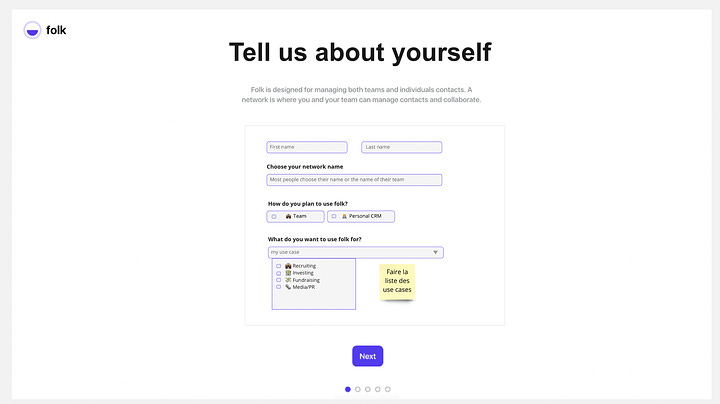 User onboarding screens