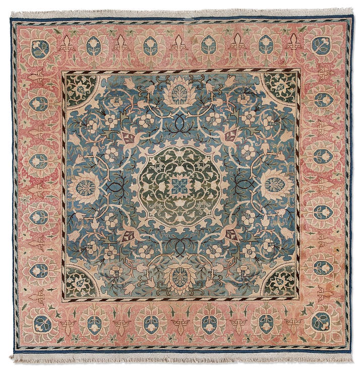 A Kelmscott Chaucer retailing for £175K and a 'Hammersmith' Rug sold at Christies for 126K USD