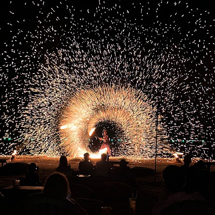 fire show on the beach