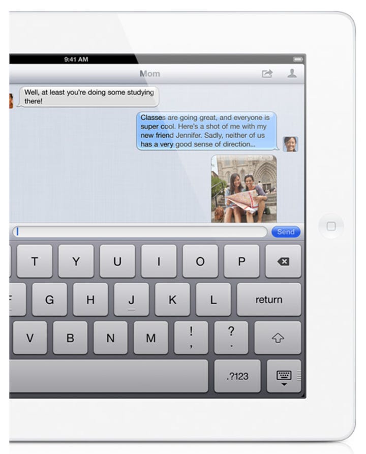 Marketing materials for iOS 6 featuring fake text messages