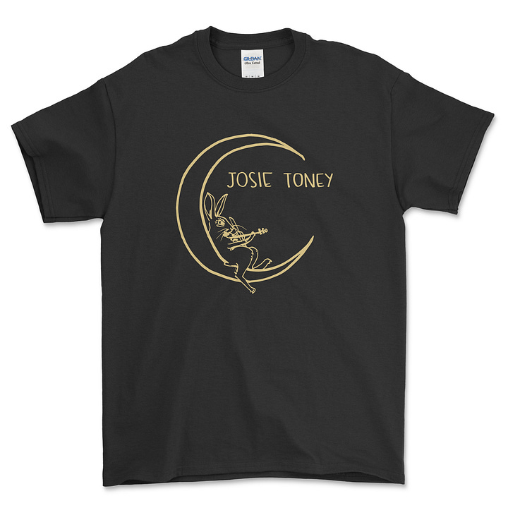 Josie Toney merch mockups, CDs left, a shirt designed by Josie on the left