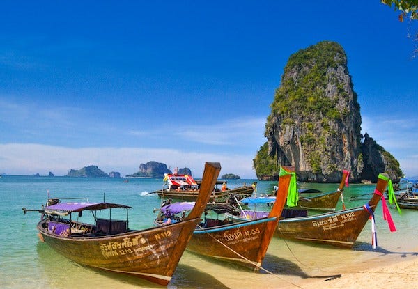 Images of Thailand, including temples, street food, beaches and hotel resorts