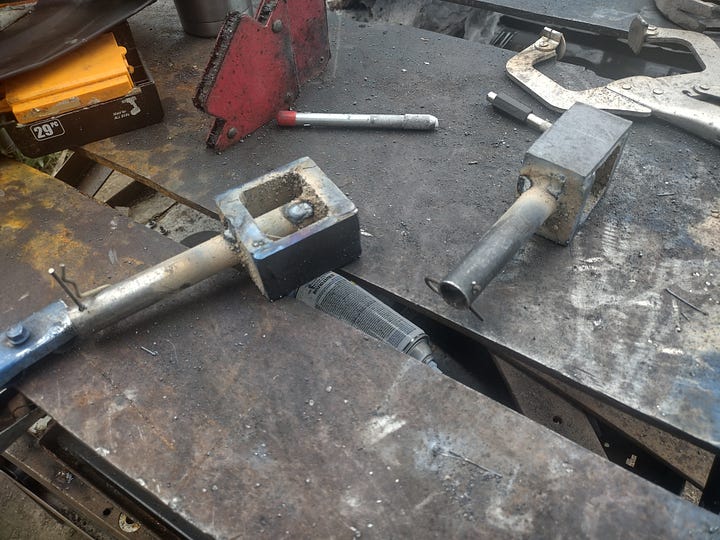 Shots of the fit up, then the axles welded in place