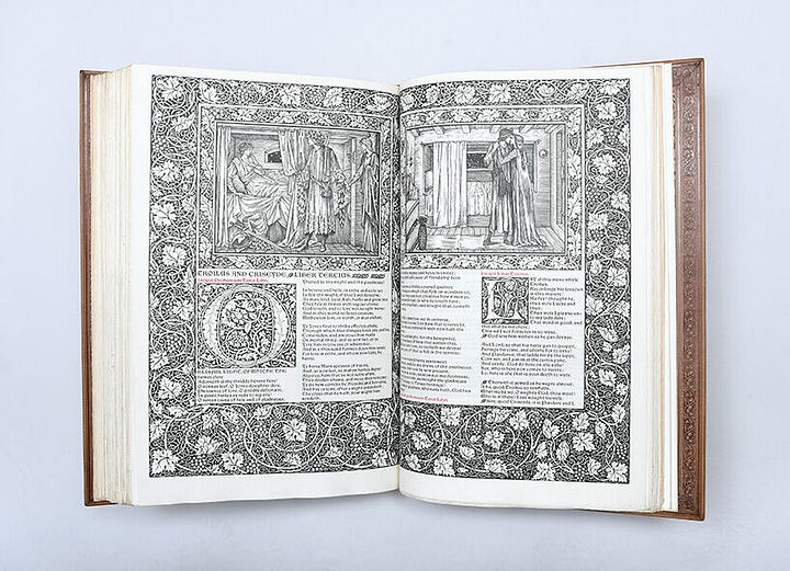 A Kelmscott Chaucer retailing for £175K and a 'Hammersmith' Rug sold at Christies for 126K USD