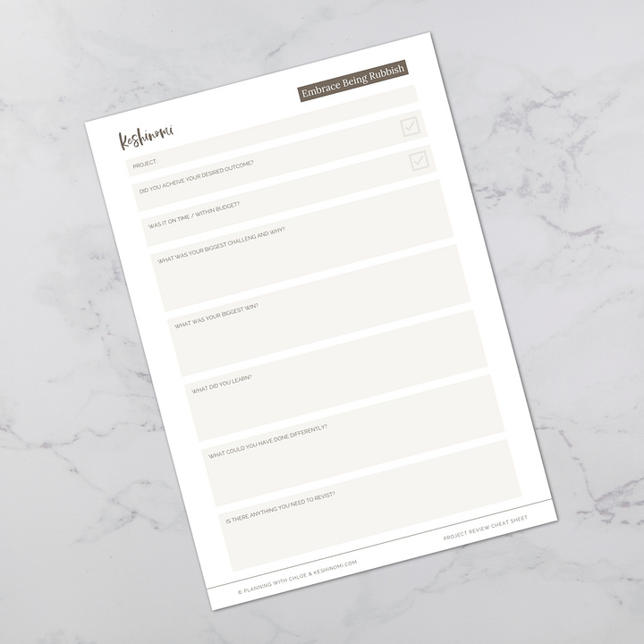 Project Review Cheat Sheet - Canva Template
