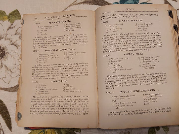 Old cookbook with page open.