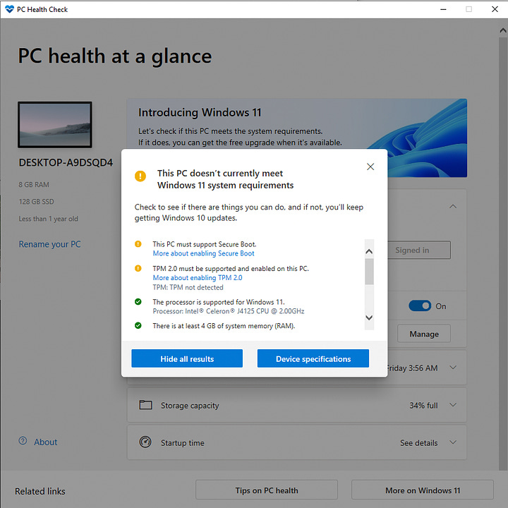 Kompatibilität mit Windows 11 prüfen.