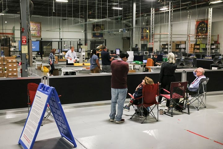 Voting results are posted at the Fulton County Election Hub and Operation Center in Fairburn, Georgia. Christian Monterrosa/Bloomberg/Getty Images. Election observers watch ballots being sorted and counted in Reno, Nevada. Jason Bean/Reno Gazette-Journal/USA Today Network/Imagn Images. Observers watch as ballots are scanned in Philadelphia. Leah Millis/Reuters. Election workers process mail-in ballots in West Chester, Pennsylvania. Matt Slocum/AP.