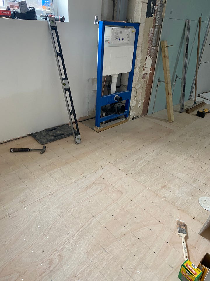 newly laid floor base