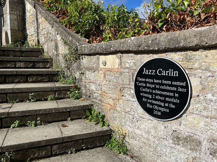 Two plaques on the bridge crossing the River Avon, Bradford on Avon. 1. Jazz Carlin 2 Ed McKeever Images: Roland's Travels