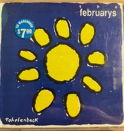 CD covers: (1) The Februarys, The Unfinished Works: the Chris Years; and (2) The Februarys, Tohelenback