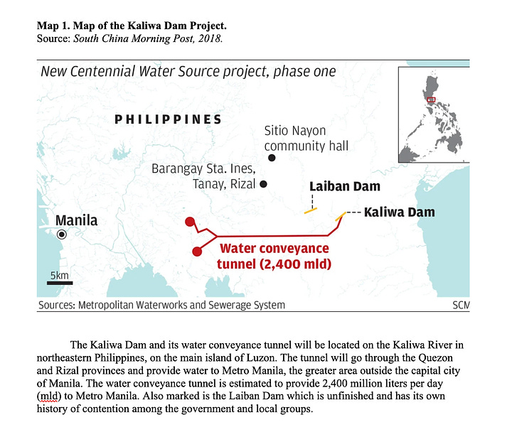 These two images are maps of the Philippines and the surrounding bodies of water, with captions written by Kimberly as they relate to her work.