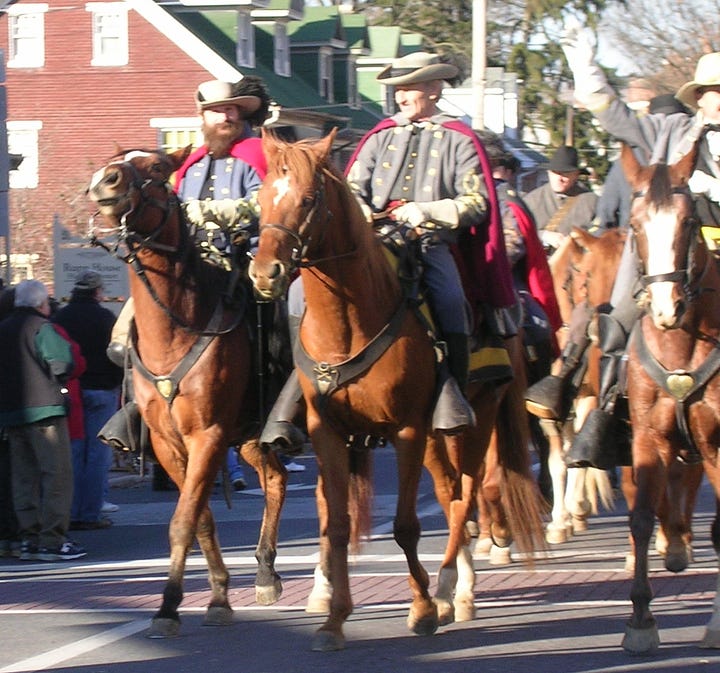 Civil War officers on horseback.