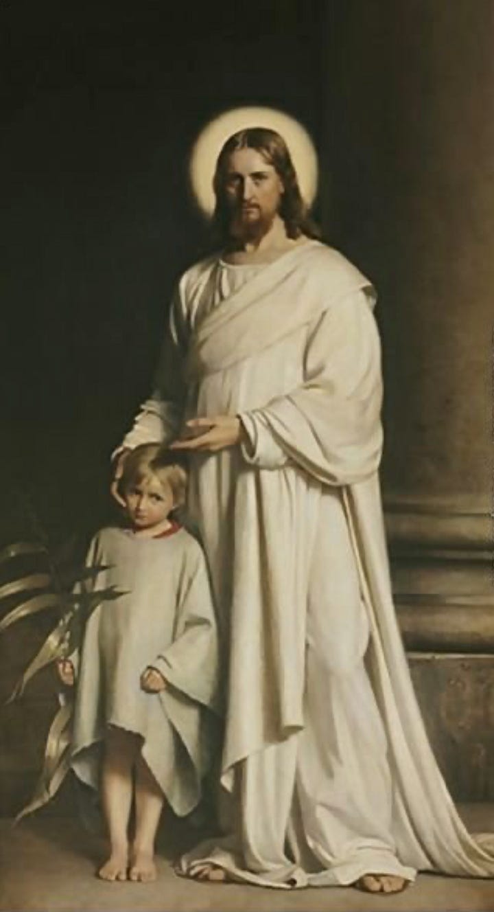 Jesus as a child teaching in the Temple, and Jesus with a boy by Carl Bloch